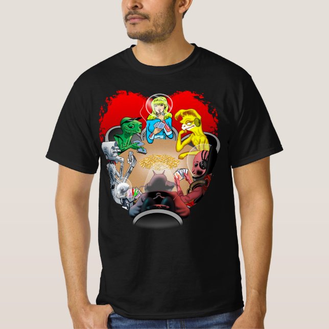 Camiseta SciFi Poker - Wally Wood-ish (Frente)