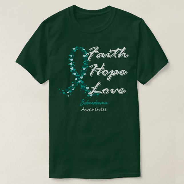 Camiseta Scleroderma Consciência Fé Esperança Amor Nesta Fa (Frente do Design)