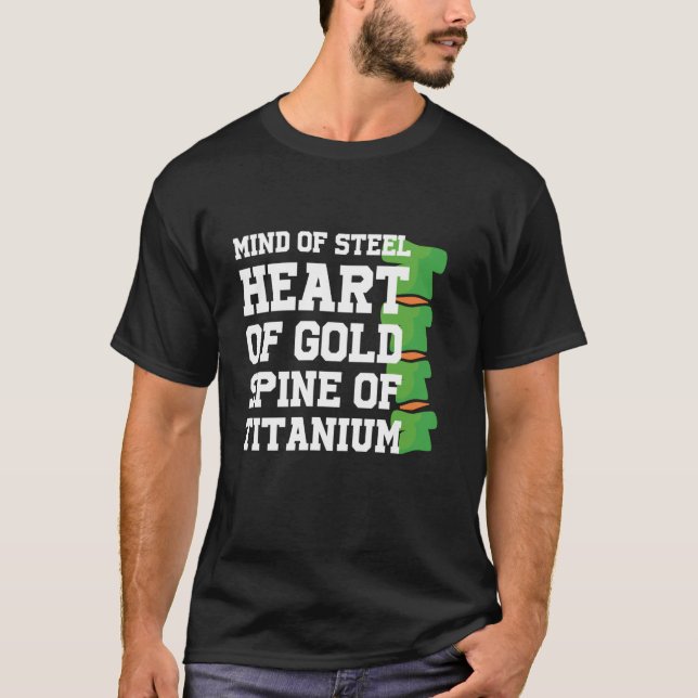 Camiseta Scoliose Mente De Arco De Aço De Dourada Espinha D (Frente)