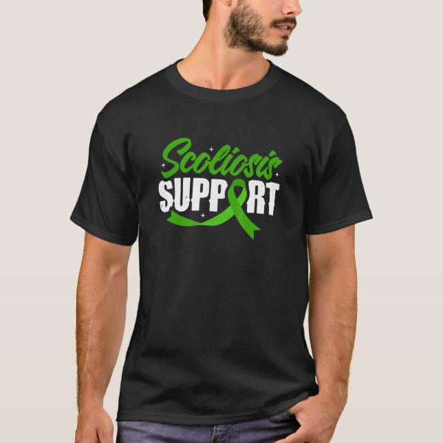 Camiseta Scoliose Suporte ao Guerreiro Verde da Fita (Frente)