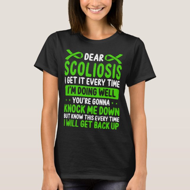 Camiseta Scoliosis Awareness Month Green Scoliosis Ribbon (Frente)