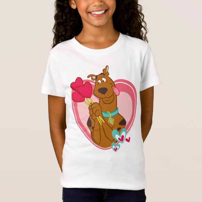 Camiseta Scooby-Doo Holding Heart Lolipops (Frente)
