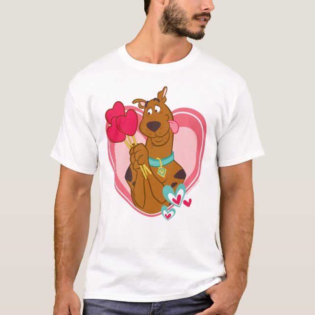 Camiseta Scooby-Doo Holding Heart Lolipops (Frente)