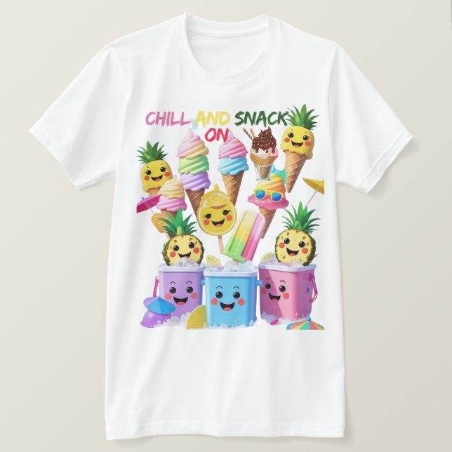 Camiseta Scoop, Sip, Smile – Summer Treats Tee (Frente do Design)
