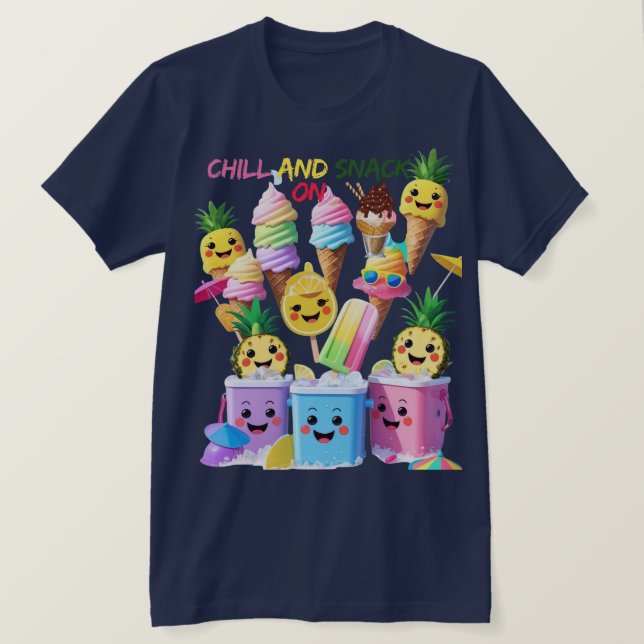 Camiseta Scoop, Sip, Smile – Summer Treats Tee (Frente do Design)