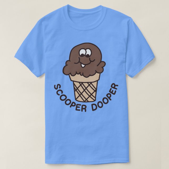 Camiseta Scooper Dooper Punny Retro Scratch N Sniff Sticker (Frente do Design)