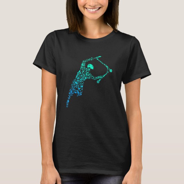 Camiseta Scoot 2 de Coleta de Trick do patinete Calligram (Frente)