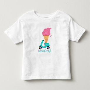 Camiseta Scooter de Sorvete Rosa Divertido Verão Legal Quer