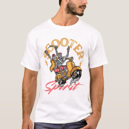 Camiseta Scooter Spirit – Retro Skeleton Rider Design