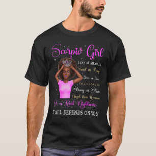 Camiseta Scorpio Girl Black Queen Zodiac Aniversário Afro