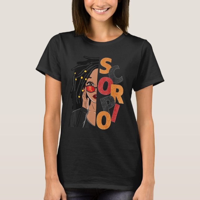 Camiseta Scorpio Girl Loc d Girl Zodiac Sina Birthday Blac (Frente)