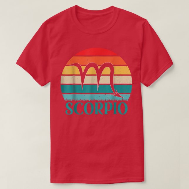 Camiseta Scorpio Oferece Funny Retro Sunset Sinal de Nascim (Frente do Design)