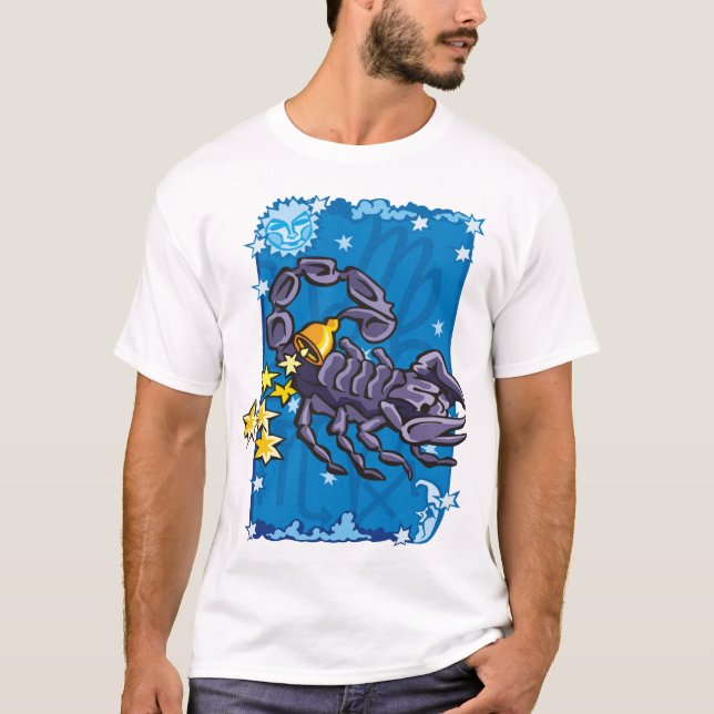 Camiseta Scorpio Scorpion no céu noturno (Frente)
