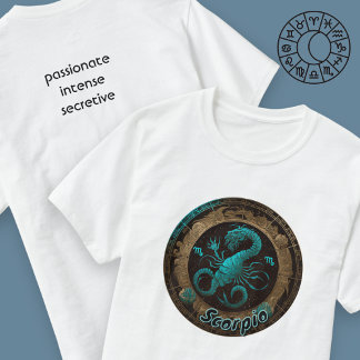 Camiseta Scorpio Teal e Dourada Watercolor Zodiac Tee Men