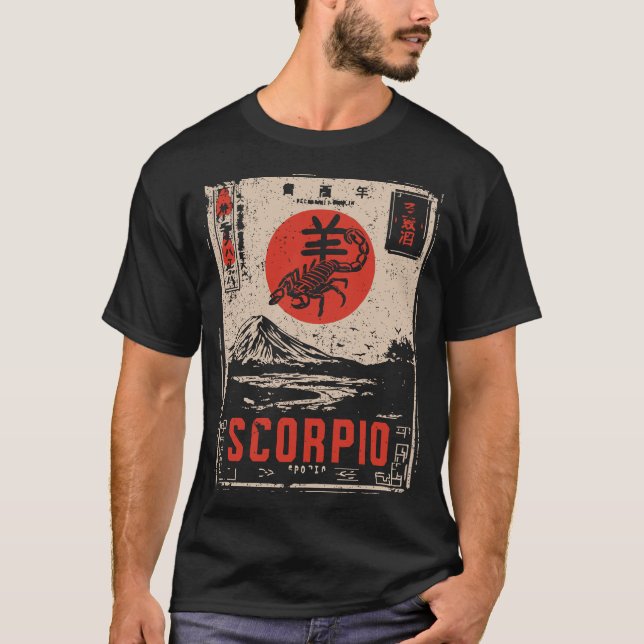 Camiseta Scorpio Zodiac | Escorpião Sol Vermelho (Frente)