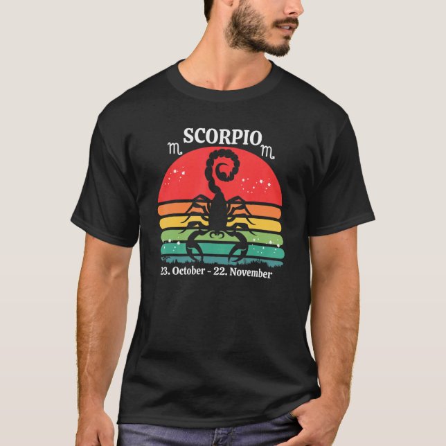 Camiseta Scorpio Zodiac - Retro Sunset (Frente)