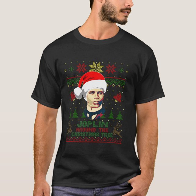 Camiseta Scott Composer Joplin Em Torno Da Árvore De Natal  (Frente)