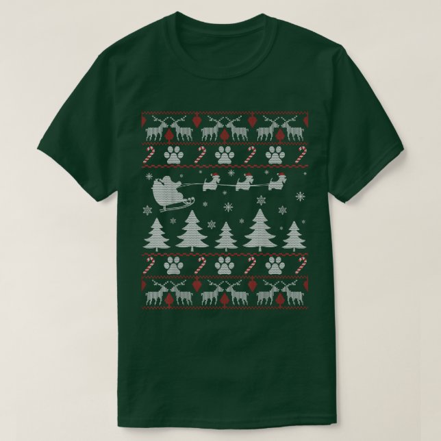Camiseta Scottie Cute Dog Ugly Christmas Sweater Para Cacho (Frente do Design)