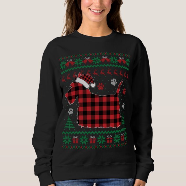 Camiseta Scottie Dog Christmas Pajama Red Plaid Scottish Ug (Frente)
