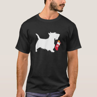 Camiseta Scottie Scottish Terrier Christmas Stocking Dog  