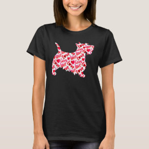 Camiseta Scottie Scottish Terrier Heart Dog Dia de os namor