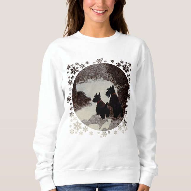 Camiseta Scotties em Surreal Winter Night (Frente)