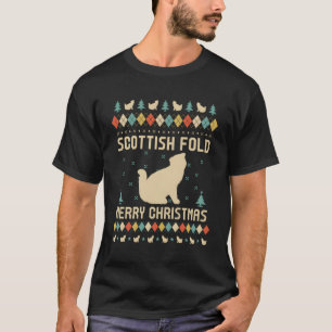 Camiseta Scottish Fold Funny Ugly Sweater Retro Para