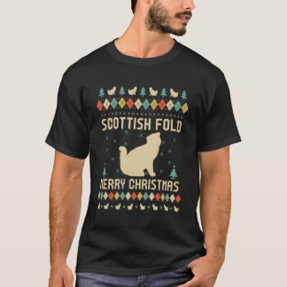 Camiseta Scottish Fold Funny Ugly Sweater Retro Para