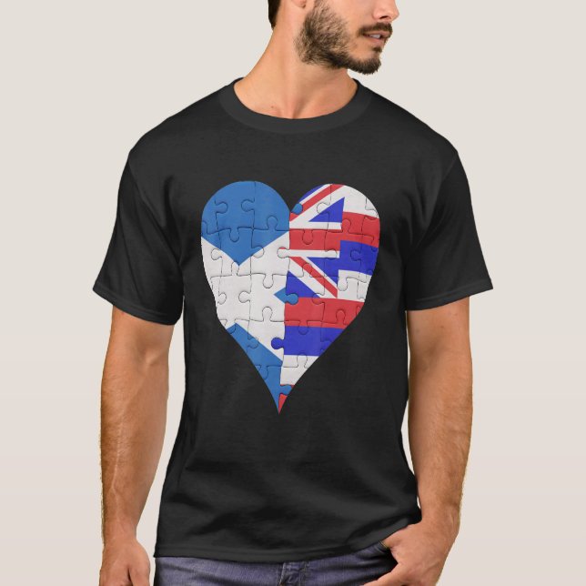 Camiseta Scottish Hawaiian Flag Heart (Frente)
