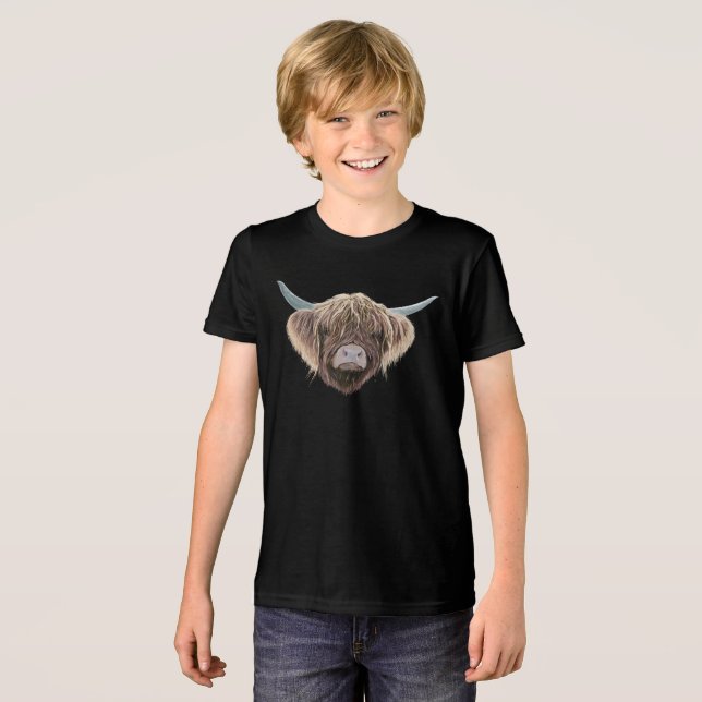 Camiseta Scottish Highland Cow Wee Charlie Fluffy Ears (Frente Completa)
