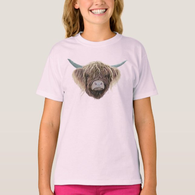 Camiseta Scottish Highland Cow Wee Charlie Fluffy Ears (Frente)