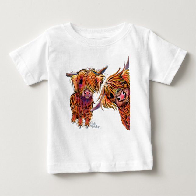 Camiseta Scottish Highland Cows ‘ LoLLY & Pop ’ (Frente)