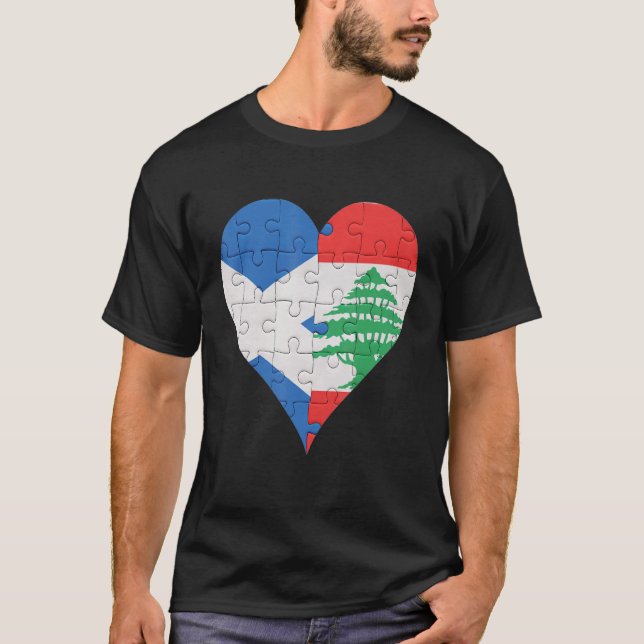 Camiseta Scottish Libanês Flag Heart (Frente)