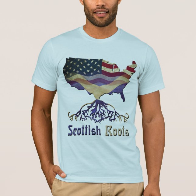 Camiseta Scottish Roots USA Flag Heritage (Frente)