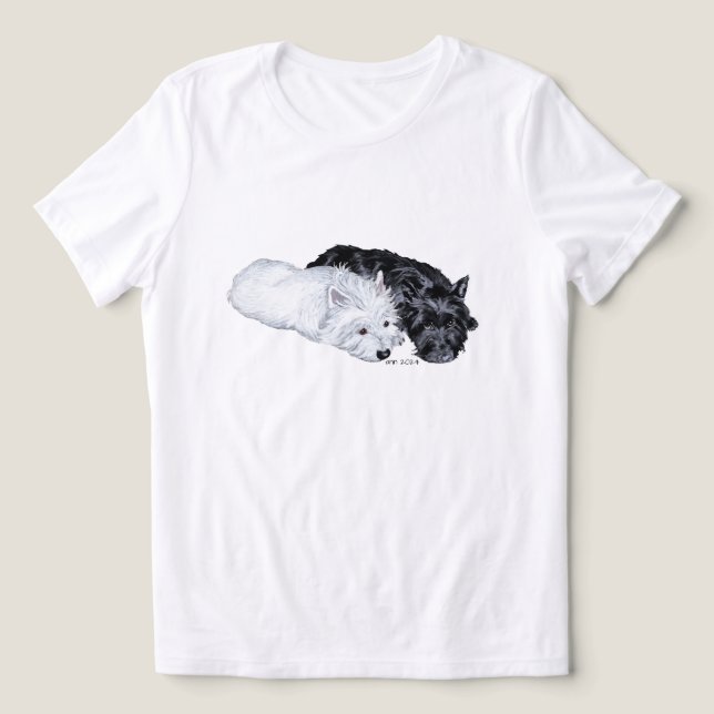 Camiseta Scottish Terrier com Westie (Design frontal)