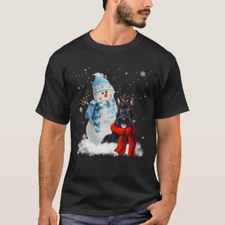 Camiseta Scottish Terrier Dog Christmas Snowman Natal P