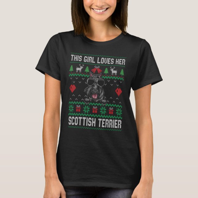 Camiseta Scottish Terrier Girl Cool Ugly Christmas for Dog  (Frente)