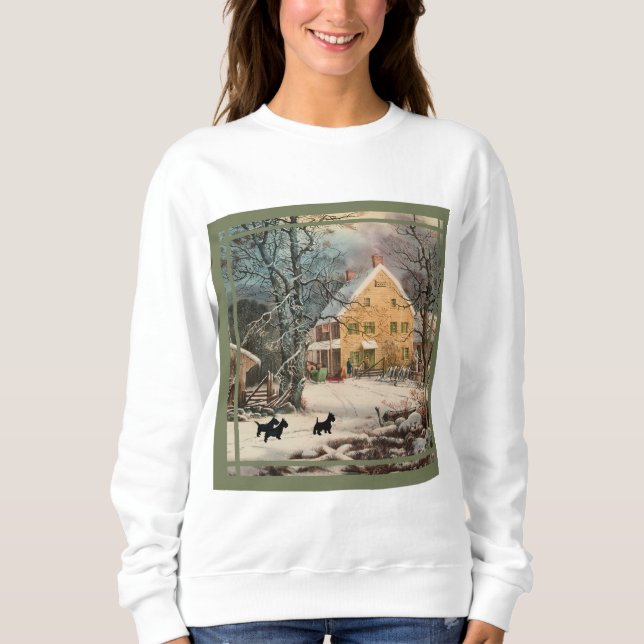 Camiseta Scottish Terrier Inverno à Antiga  (Frente)