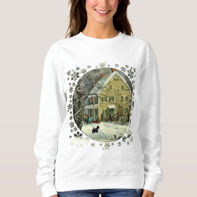 Camiseta Scottish Terrier Inverno à Antiga (Frente)