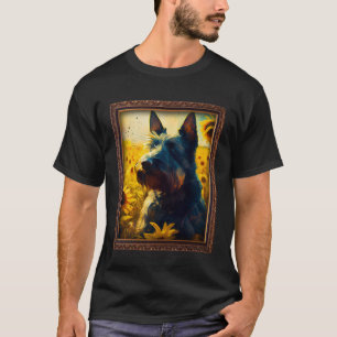 Camiseta Scottish Terrier Painting Sunflower Flower Mãe Wom