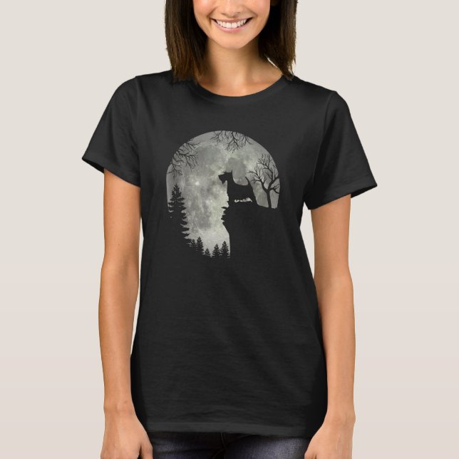 Camiseta Scottish Terrier Scottie And Moon Halloween (Frente)