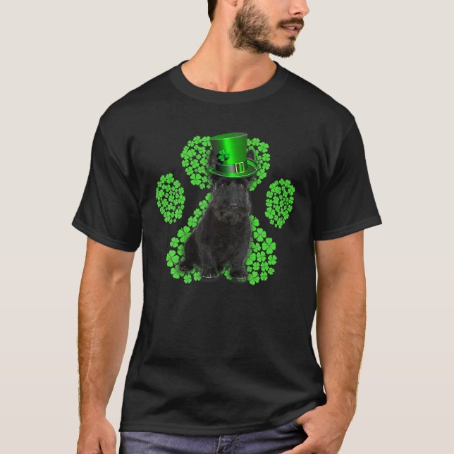 Camiseta Scottish Terrier Shamrock Paw Clovers St Patrick's (Frente)