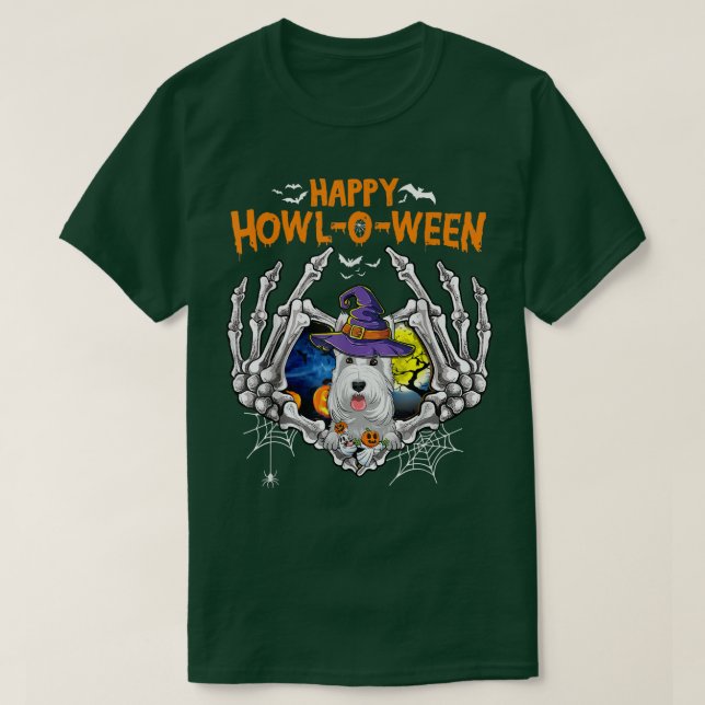 Camiseta Scottish Terrier Skeleton Heart Happy Howleen Co (Frente do Design)