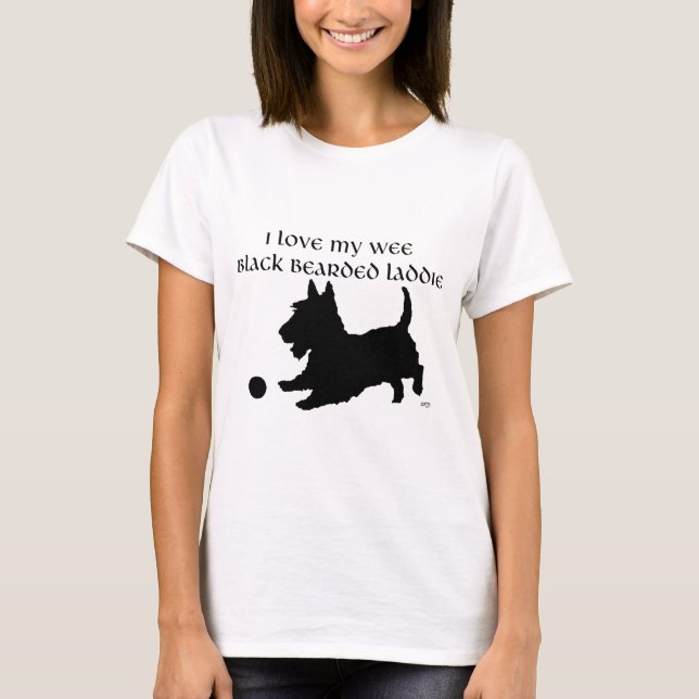 Camiseta Scottish Terrier - Wee Black Bearded Laddie (Frente)
