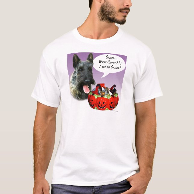 Camiseta ScottishTerrier Halloween Candy (Frente)