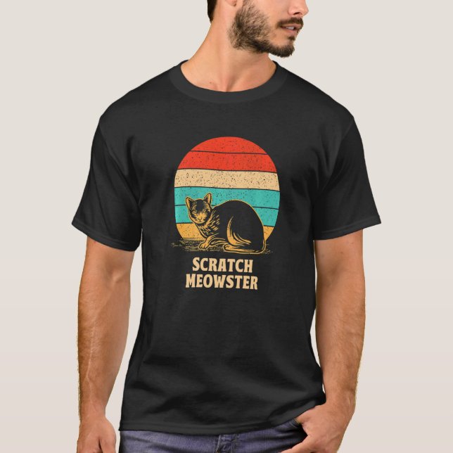 Camiseta Scratch Meowster Cat Humor Kitten Piada Cat Mãe (Frente)