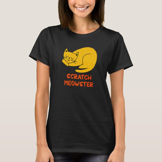 Camiseta Scratch Meowster Cat Humor Kitten Piada Cat Mãe (Frente)