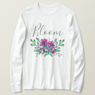 Camiseta Script bonito de Bloqueio de Buquê Floral Roxo