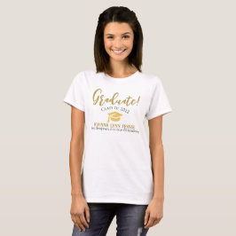 Camiseta Script de Boné de ouro para Graduação Simples Mode