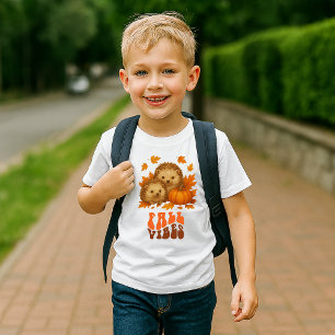 Camiseta Script de Ilustração de Hedgehogs do outono & Fall